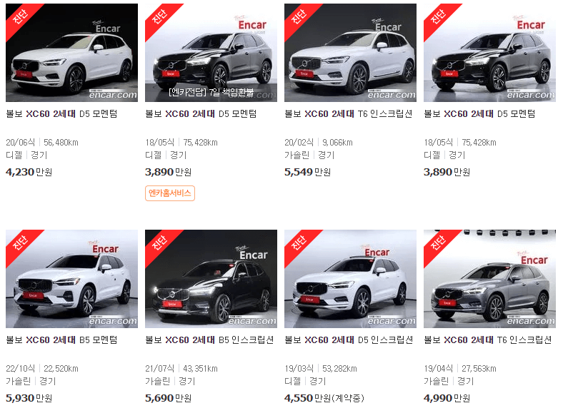 볼보 XC60 중고차 가격