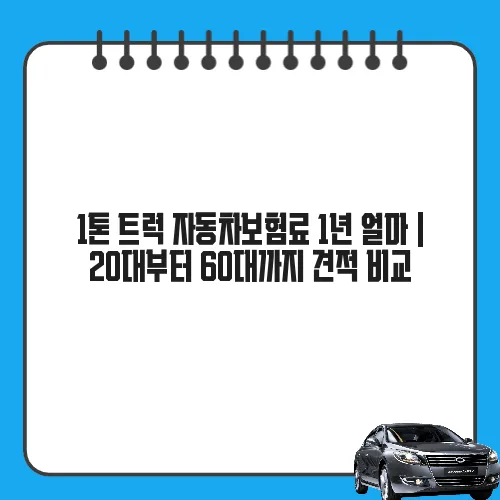 1톤 트럭 자동차보험료 1년 얼마 | 20대부터 60대까지 견적 비교